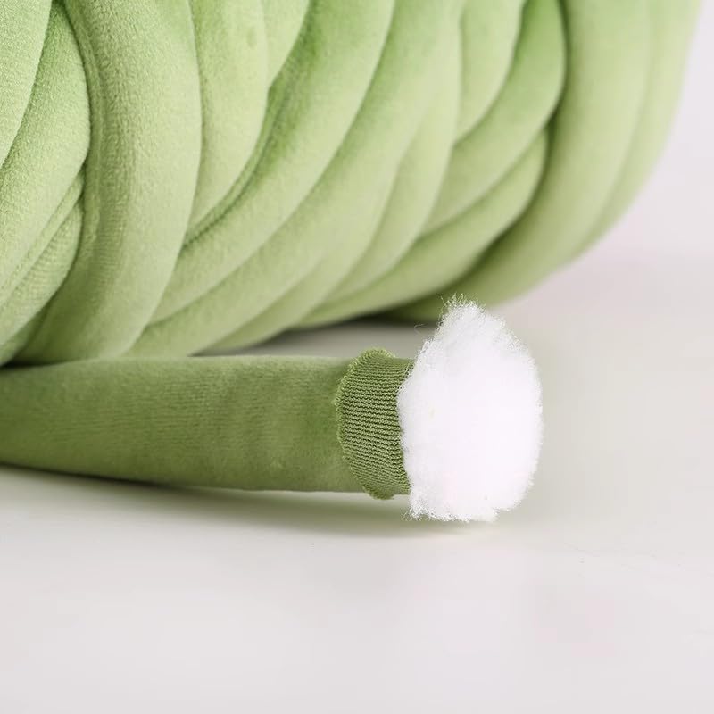 Velvet Chunky Yarn Bulky Giant Arm Knitting Yar n, Super Soft Tubular Weight Jumbo Ya rn,DIY Crochet Hand Knitting Thick Yar n for Blanket,Pet Bed, Rugs Pillow,Handbag(1.1lb-Green) - color: Green, size: 1.1 lb