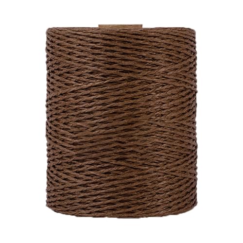 Natural Cotton Rayon Raffia Yarn Coffee Crochet Summer Sun Hat Beach Bag Yarns, Straw Knitting Materials,280 Meters/306 Yards - color: Coffee