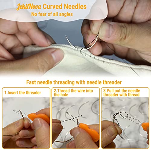 50PCS Curved Needles, Curved Sewing Needles for Leather Projects | Carpet or Canvas Repairing Wig Making Upholstery Weaving Needles Embroidery Needles for Hand Sewing