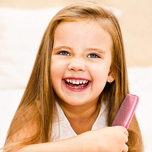 Leinuosen 12 Pieces Pocket Hair Combs, Fine Tooth Combs, Pink | Plastic Hair Care for Men Women, Portable Travel Size, for Barber Salon Hair Dressing Use, Not Breakable, Peines Para Cabello - color: Pink