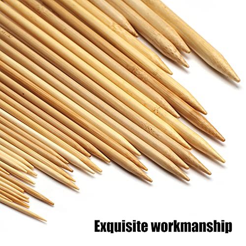 Bamboo Knitting Needles Set, 18 Pairs 14 Inch Long Wooden Knitting Needles for Beginners, US Size 0-15 (2.0-10.0mm) Single Point Straight Wood Needles for Sweaters, Socks, Shawl, Gloves and Scarf - color: White