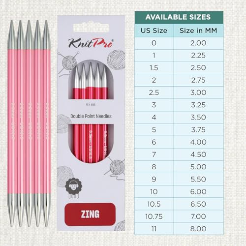 KnitPro Zing Double Pointed Needles 6" (15cm) | US Size 10.5 (6.5mm) - size: US 10.5 (6.5mm)