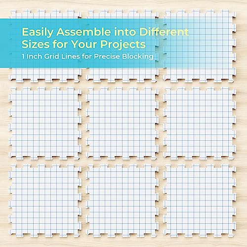 Yiitoll Blocking Mats for Knitting,Extra Thick Knitting Mat-9 Pack,100 Pins | Knitting Blocking Mats and Pins with Grid Lines,Crochet Blocking Board for Needlepoint or Crochet with Storage Bag - color: White Inch