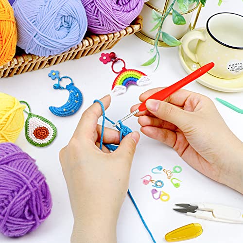 INSCRAFT Crochet Yarn Kit for Beginners Adults, Includes 1650 Yards 30 Colors Acrylic Skeins, User Manual, Hooks, Wine Bag etc, Make Amigurumi & Projects, Starter Set Professionals - color: Wine