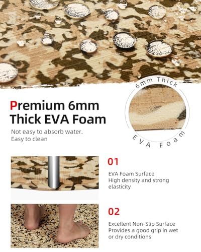Abahub EVA Foam Boat Flooring Brushed Pattern Marine Decking Sheet | with Self-Adhesive Carpet for Motor boats Kayak Surfboard SUP RV Floor 96''x16''/47'' - color: Camo Brown, size: 96''L x 16''W
