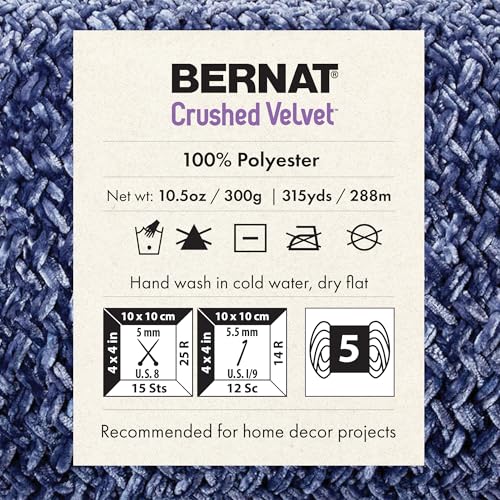 Bernat Crushed Velvet Soft Knitting Crochet Yarn, Burgandy, 2-Pack | #5 Bulky Yarn, 100% Polyester, Soft Velvet Crochet Yarn for Blankets, Knitting & DIY Crafts, 315yds, 300g/10.5oz per skein - color: Burgandy, size: 2 Pack, style: Crushed Velvet