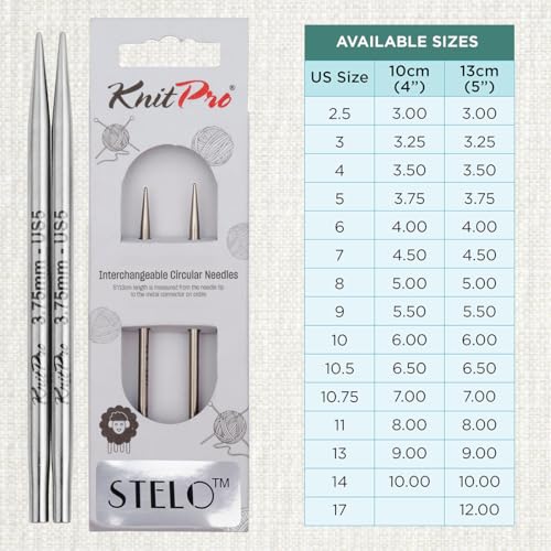KnitPro Stelo Lace Interchangeable Tips 4" (10cm) | US Size 5 (3.75mm) - size: US Size 5 (3.75mm)