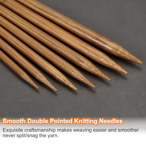 HARFINGTON 5Pcs Bamboo Knitting Needles Double Pointed Size US 13(9mm) Carbonized 6 Inch(15cm) Straight for Handmade Creative DIY Knitting Craft Yarn Projects - size: US 13(9mm)