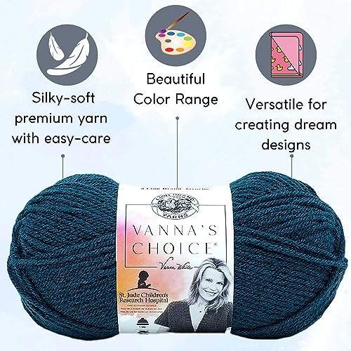 Lion Brand Yarn Vanna'S Choice 860-116 Orion Blue | 3 Skeins, Same Dye Lot, Project Bag, CYC #4 Worsted, 100% Acrylic, Ideal for Crochet, Knitting Blankets, Hats, Scarves - color: 860-116-Orion Blue