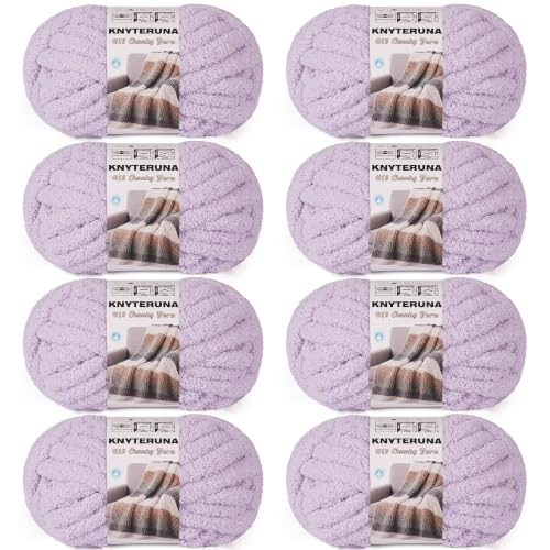 Chunky Yarn for Hand Knitting, #10 Chunky Blanket Chenille Yarn, Large Bulky Thick Jumbo Yarn, Super Chunky Knit Yarn for Crocheting, 8 Skein(8 oz 22 yds Each Skein), Lavender Fog - color: Lavender Fog
