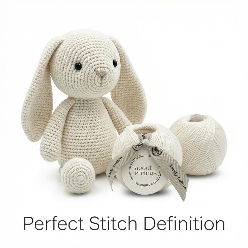 Totally Cotton Yarn - GOTS Certified Organic DK Weight - Luxuriously Soft, No Splitting - Perfect for Baby, Amigurumi, Knitting & Crochet - (200g/468 Yards) 100g/Ball (Cloud) - color: Cloud