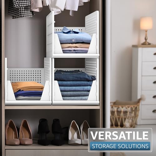 Sorbus Stackable Closet Organizer, Open-Front Shelf Bins (3 XL) | Plastic shelves and baskets for clothes in pantries, bathrooms, kitchens, garages, cabinets and countertops. - size: 3 XL
