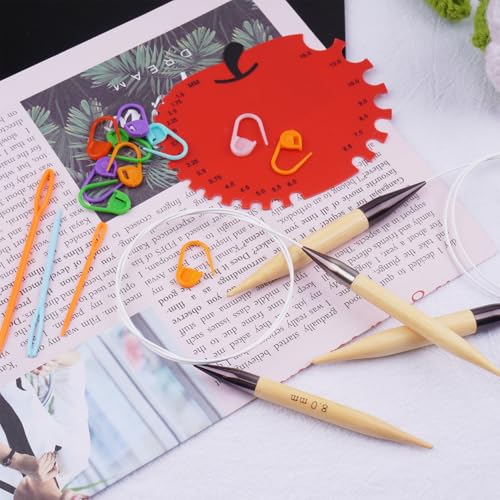 Weabetfu 32inch Bamboo Circular Knitting Needles US Size 15(10mm) | Premium Circular Needles Handmade DIY and Any Weave Yarn Projects,Include Knitting Accessories - size: US 15(10mm)