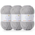 Fluffy Chenille Yarn for Crocheting，Baby Yarn for Crocheting Soft，3 Pack of 100g/3.5oz Velvet Amigurumi Yarn ，Fingering Weight Yarns for Crocheting Baby Blankets、DIY Craft.(3 Light Gray) - color: 3 Light Gray