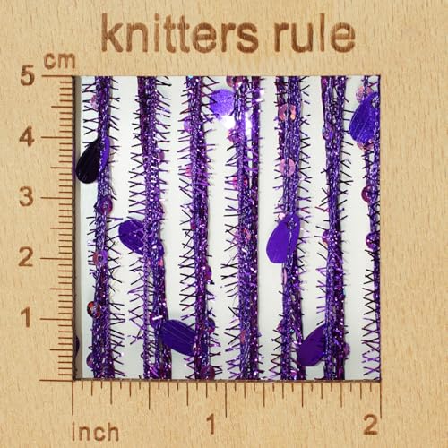 Artisanal Yarn Collection Multifiber Fancy Yarn for Knitting Crocheting Crafts DIY, Set of 3 Rolls (Purple Teardrop Sequins) - color: Purple Teardrop Sequins