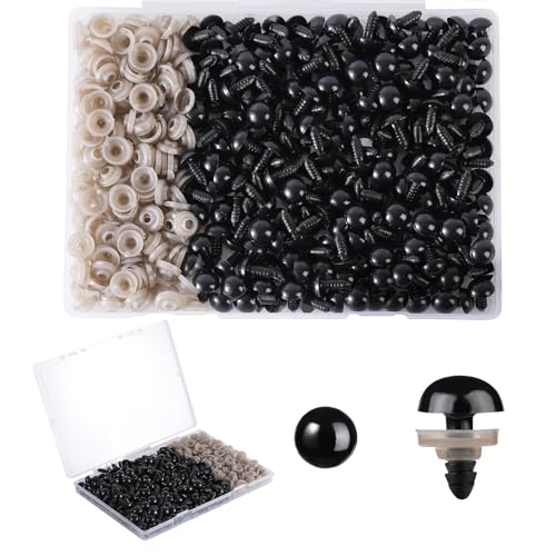 MUCUNNIA 400pcs 12mm Safety Eyes for Amigurumi with Washers Plastic Black Safety Eyes for Crochet Craft Safety Eyes for DIY Halloween Decorations Crochet Stuffed Animals Crafting Christmas Decorations - size: 12mm
