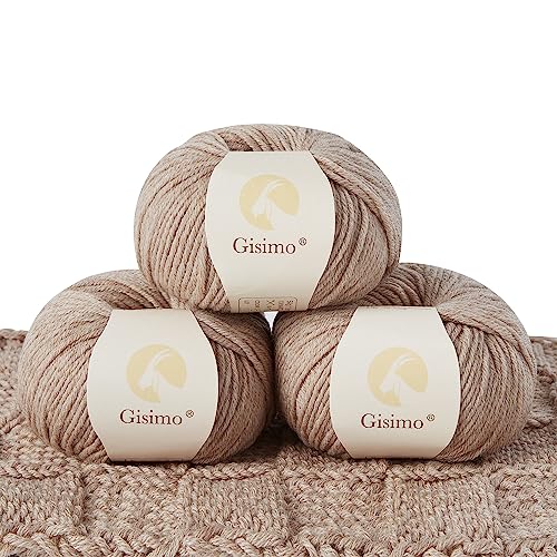 100% Merino Wool Yarn, 6-Ply Luxurious and Soft Yarn for Hand Knitting & Crocheting, 1.76 OZ/50g, 127 yds/116 Meters (Camel, 3 Balls) - color: camel, size: 3 balls