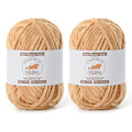 2 Pack Khaki Fluffy Velvet Yarn for Crocheting, Chunky Chenille Baby Blanket Yarn for Crochet, Soft Fuzzy Puzzle Yarn for Knitting, (50g/1.77oz Each) Bulky Thick Amigurumi Crochet Yarns - color: 2 Khaki