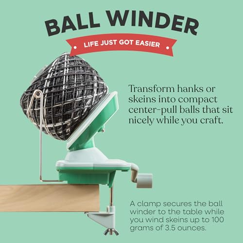 Knit Picks Yarn Winding Bundle - Yarn Ball Winder (Green) and Birch Wooden Yarn Swift