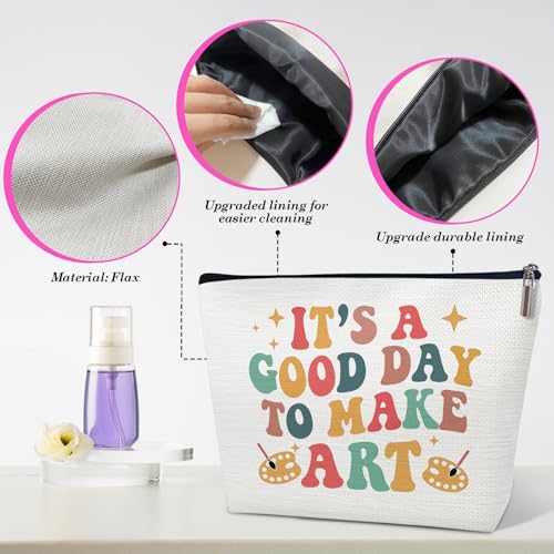 Gifts for Art Teachers, Drawing Theme Makeup Bag for Artists | It's a Good Day to Make Art Cosmetic Bag for Painters & Art Lovers - color: multicolor0203