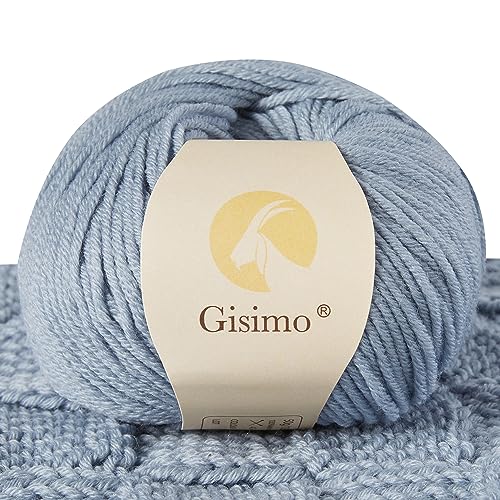 100% Merino Wool Yarn, 6-Ply Luxurious and Soft Yarn for Hand Knitting & Crocheting, 1.76 OZ/50g, 127 yds/116 Meters (Morandi Blue, 1 Ball) - color: Morandi Blue, size: 1 ball