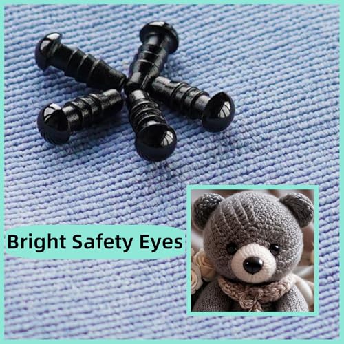 Hukiwow 600Pcs 5mm Safety Eyes and Washers 5 mm Safety Eyes for Crocheting Plastic Crochet Eyes Black Craft Eyes Animals Eyes Small Doll Eyes - size: 5mm