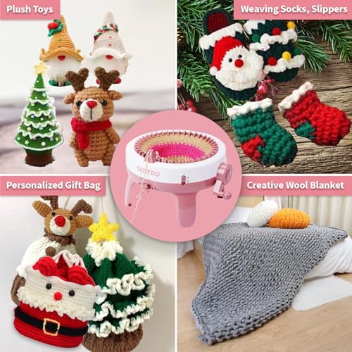 SENTRO Knitting Machine 40 Needles, Circular Loom for Beginners, Hat Scarf | Circular Knitting Loom, Dual Panel & Tube Mode, 4 Yarn Tension Settings, for 3-5mm Wool Yarn, for Kids & Adults