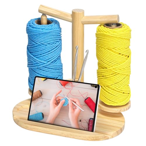 Wooden Yarn Holder for Crochet and Knit Projects (Natural) - color: natural