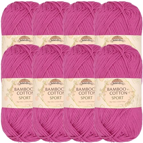 JubileeYarn Bamboo Cotton Sport Yarn - 50g/Skein - Vermillion City - 8 Skeins - color: 102 Vermillion City, size: 8 Skeins