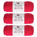 3 Skein La Mia Baby 50% Cotton Total 10.5 Oz Each 3.5 oz (100 g) / 218yd (200m), Medium, Worsted, Super Soft Yarn, Best for Baby and Amigurumi, Pink - L030 - color: Pink - L030