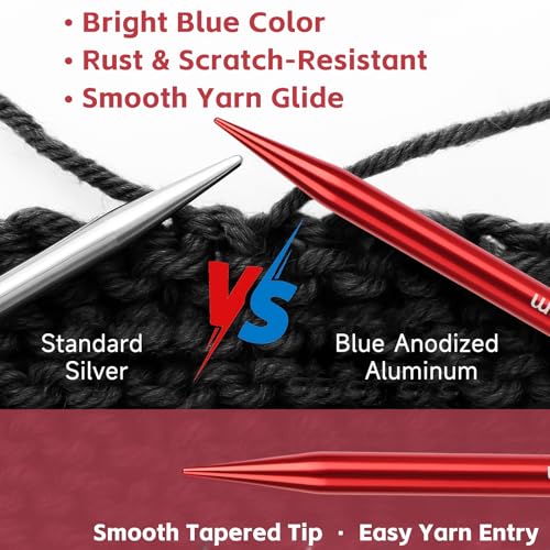 Interchangeable Circular Knitting Needles Set, 13 Pairs (26pcs) Glossy Red Aluminum Knitting Needles Kit, Sizes 3.0mm–10.0mm, Knitting Needle Case & Accessories for Knitting Beginners & Advanced - color: Glossy Red