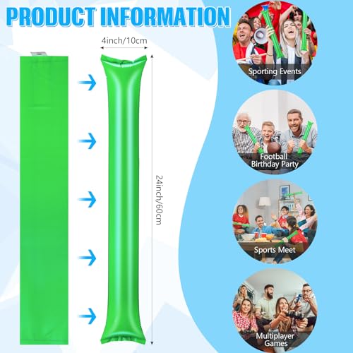 36 Pcs Cheerleading Pom Poms Thunder Sticks and Hand Clappers - color: green