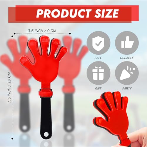 24 Pcs Cheerleading Pom Poms and Hand Clappers Noisemakers Set for Team Spirit Items Sporting Events Football Baseball Cheering Essentials Party Favors Dance - color: Red and Black