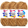 Velvet Chenille Yarn for Crocheting & Knitting - Khaki, Soft, Thick, Bulky, Chunky - 3 x 100g - color: Khaki, size: 3 Pack
