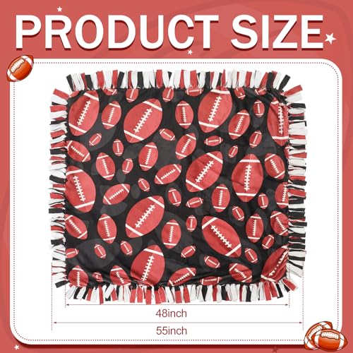 Chumia 2 Pcs/1 Set Football Tie Blankets Craft Kit 57 x 57 Inch | Football DIY No Sew Fleece Blanket, Brown Black Sports Ball No Sew Fabric Tie Knot Throw Gift for Sports Fans Game Day Favor - style: Football Sports Ball