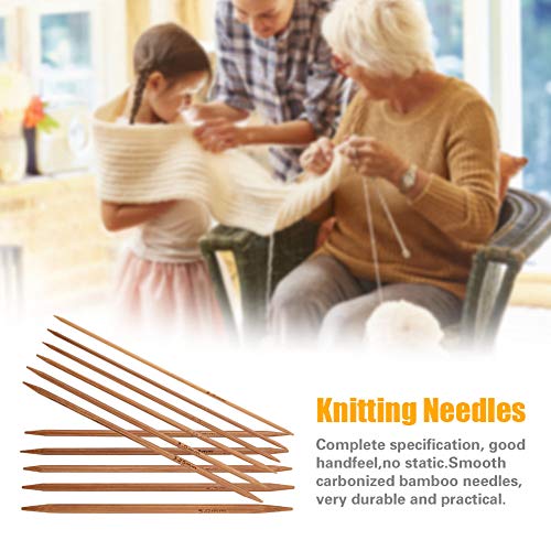 55Pcs Double Pointed Bamboo Knitting Needles Set, 11 Sizes from 2mm to 5mm, for Sweaters, Socks, Hats, DIY Crafts, Beginners