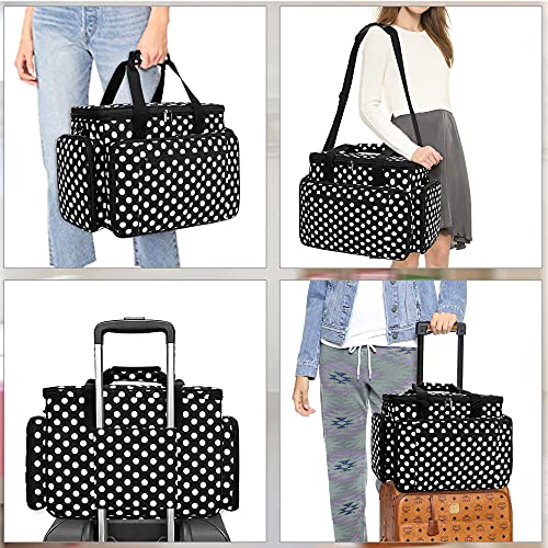 LUXJA Sewing Machine Case with Removable Padding Pad, Black Dots | Travel Case for Most Standard Sewing Machines & Accessories, Bag Only - color: Black Dots, style: Sewing Machine Bag