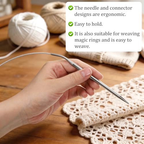 9 Pack Round Knitting Needles, Circular Knitting Needles Set, Stainless Steel Knitting Needles Kit, 32 Inch Round Long Smooth Metal Knitting Needles for Beginners Making Sweater Scarf Blanket(9 Sizes)
