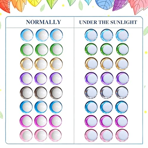 Thalinfayi 16mm White Eyeballs Glitter Safety Eyes for Crochet Amigurumi | 96Pcs 8Colors Holographic PU Sparkling Safety Eyes & Washers, Off-Center Pupil 3D Moon Eyes for Stuffed Plush Doll - size: 16mm(0.63inch)