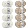 Cozyful Chunky Yarn for Hand Knitting - #10 Chunky Chenille Yarn, Jumbo Big Thick Chunky Yarns for Crocheting, Super Bulky Chunky Knit Blanket Yarns, 8 Skein (22yd, 8oz/Skein), Cream & Khaki - color: Cream & Khaki