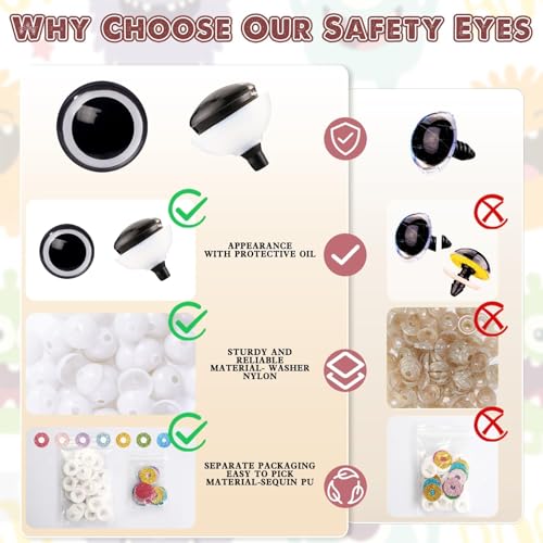 2pcs 58mm 3D Glitter Plastic Safety Eyes for Amigurumi Trapezoid Craft Crochet Doll Eyes with Washers Stuffed Animal Eyes for DIY of Puppet, Bear Animal Halloween Decorations(6 Colors) - size: 58mm