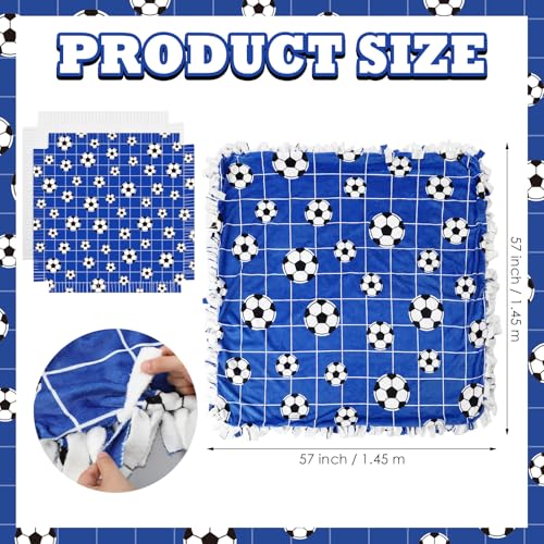 Chumia 2 Pcs/1 Set Soccer Tie Blankets Craft Kit 57 x 57 Inch DIY No Sew Fleece Blanket Black and White Sports Ball No Sew Fabric Tie Knot Throw Craft Gift for World Soccer 2026 Fan Couch Sofa - style: Soccer