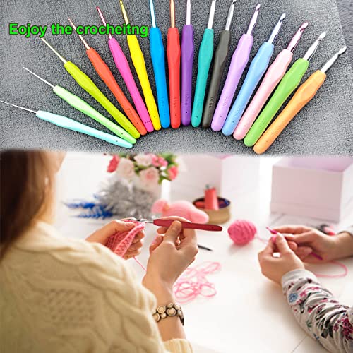 Hobekoee Size E/3.5mm Crochet Hook Ergonomic Handle for Arthritic Hands Soft & Smooth Knitting Needles for Beginners and Crocheting Yarn - size: 3.5mm