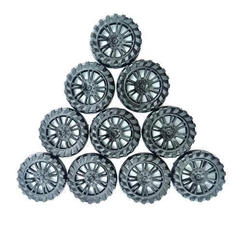 EUDAX 300 PCS 30mmx8mm Plastic Roll 2mm Dia Shaft Toys Wheel and 2mmx100mm STEM Shaft Round Rod Axles for DIY Toy RC Car Truck Boat Helicopter Model Part Building Projects (Black) - color: Black