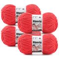 Skinny Chenille Yarn for Crocheting, #2 Red Soft Baby Blanket Fluffy Yarn | 4 Pack of 314 Yds, 3.5 Oz Sport Fingering Weight Fine Yarn, Plush Thin Velvet Yarn for knitting Blankets, Amigurumi Yarns - color: Red