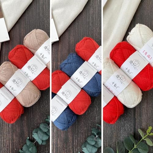 Linen Rayon Lyocell Blend Yarn, Superfine Fingering Weight (1), 150g/5.29oz (3 Strands, 50g/230yds per Strand)- 14 Red - color: SM14-Red