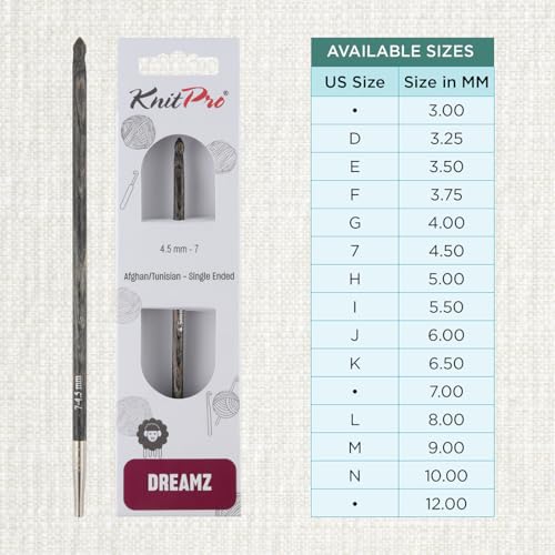KnitPro Dreamz Afghan/Tunisian Crochet Hook | US Size 7 (4.5mm) - size: 7 (4.50 mm)