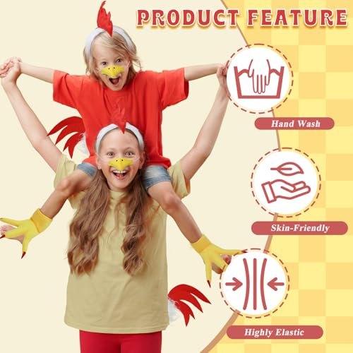 Mototo Zoo Animals Costume Accessories Set Animal Ears Headband for Adult with Tail Bow Tie for Halloween Dress Up Party - style: Rooster