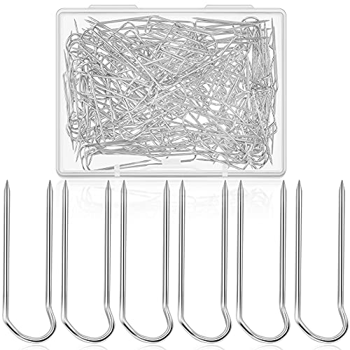 MTLEE 200 Pcs Sewing U Pins Fork Needlecrafts Shadow Box Pin Multipurpose Stainless Steel Positioning Fork Pins Double Blocking U Pin for Quilting Sewing DIY Crafts Plant Jewelry Display Home Decor - color: Silver