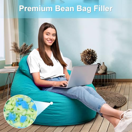 30LBS Bean Bag Filler – Shredded Memory Foam Refill | with Cooling Gel, Soft & High Resilience Foam Filling for Bean Bag Chair, Couch Cushion, Pillow, Dog Bed & DIY Crafts - color: Blue and Yellow, size: 30 LBS